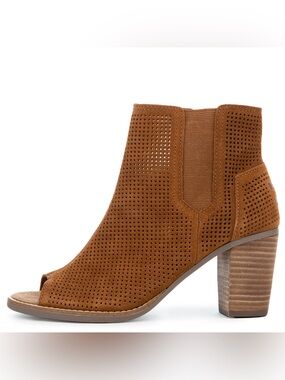 TOMS Perforated Suede Peep-Toe Boots
